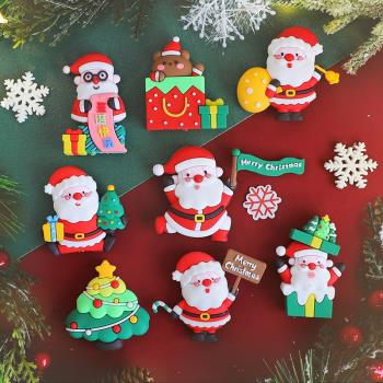 新款圣誕節蛋糕裝飾擺件圣誕老人雪人圣誕樹姜餅屋禮物盒軟膠插件