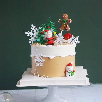 圣誕節蛋糕裝飾樹脂圣誕老人擺件軟陶雪人麋鹿雪花插件甜品臺插牌