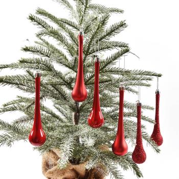 圣誕節裝飾品 場景布置掛件紅色15CM水滴圣誕樹掛飾商場吊飾6個裝