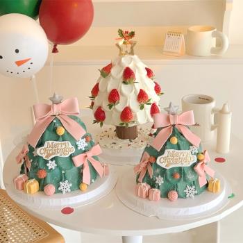 網紅圣誕樹烘焙蛋糕裝飾圣誕快樂五角星插件圣誕節許愿樹裝扮擺件