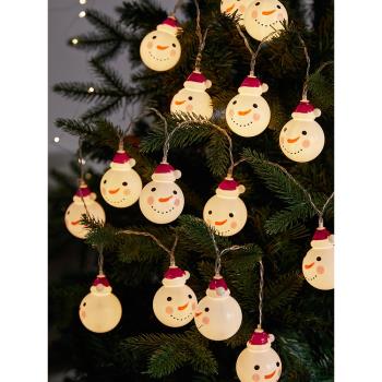 圣誕樹上雪人裝飾發光燈串小彩球圣誕節裝扮用品布置掛飾掛件道具
