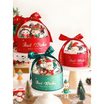 圣誕節抱抱桶蛋糕裝飾圣誕老人雪人圣誕樹擺件平安夜透明蘋果盒