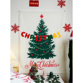 ins韓風圣誕樹背景布圣誕節裝飾品christmas裝飾場景布置掛布墻布