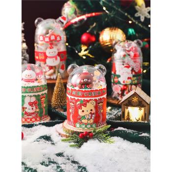 圣誕節小熊奶油桶抱抱桶打包盒手提盒圣誕老人姜餅人網紅蛋糕裝飾