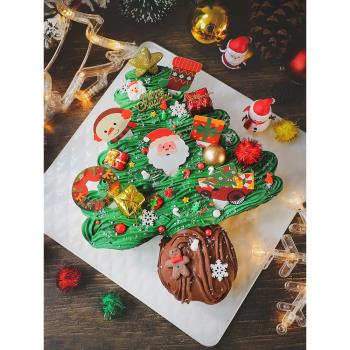 圣誕許愿樹蛋糕裝飾擺件復古老人雪人插牌吊卡派對紙杯甜品裝飾糖