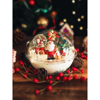 圣誕慕斯球蛋糕裝飾雪花水晶球擺件男孩女孩圣誕老人軟陶插牌