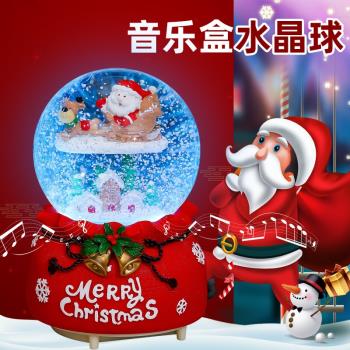 圣誕老人水晶球音樂盒八音盒抖音爆款自動飄雪彩燈圣誕節禮物