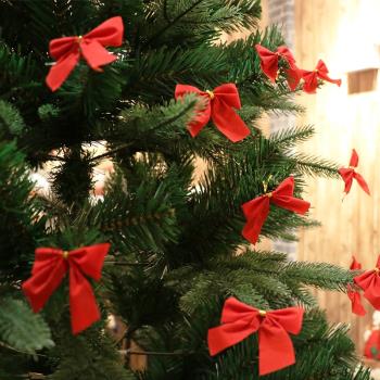 圣誕節裝飾品圣誕樹掛件蝴蝶結圣誕掛飾植絨布紅色小蝴蝶結掛件吊