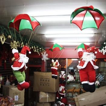 圣誕節裝飾品 降落傘圣誕老人跳傘 圣誕場景裝飾圣誕場景吊飾布置