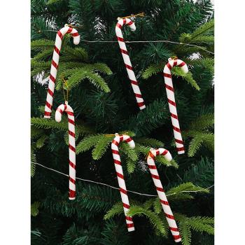 塑料金色紅色圣誕拐杖DIY掛件吊飾圣誕樹掛件配件圣誕節裝飾品