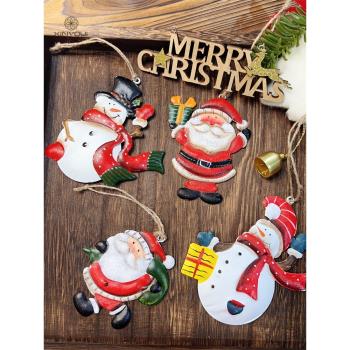 【心悠】圣誕節老人雪人鐵藝掛件復古美式禮物圣誕樹氛圍裝飾品