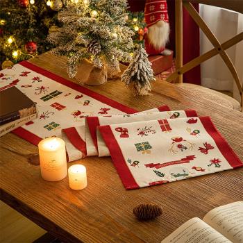 圣誕節裝飾品桌旗新款創意場景布置餐桌居家裝扮茶幾針織餐墊桌布