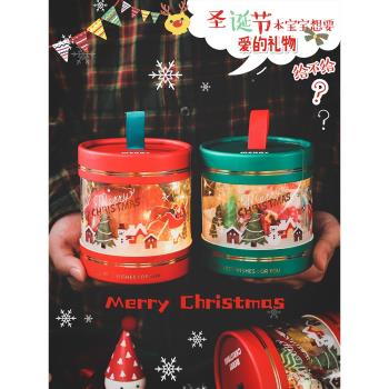 網紅圣誕節紅綠抱抱桶PVC卡通彩印蘋果盒平安夜禮物零食餅干糖盒