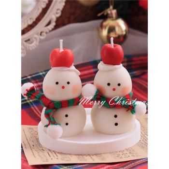 圣誕節裝飾用品創意可愛雪人小熊婚禮伴手禮氛圍布置香薰蠟燭擺件