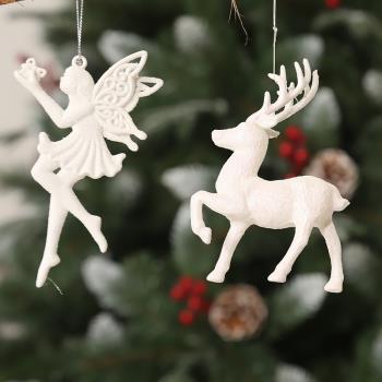 圣誕節裝飾品翅膀天使高跟鞋羽毛圣誕樹掛件白色可愛小鹿雪花吊飾