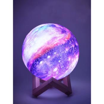 3D列印星球燈彩繪燈星空燈小夜燈七彩球燈臥室床頭小夜燈節日禮物