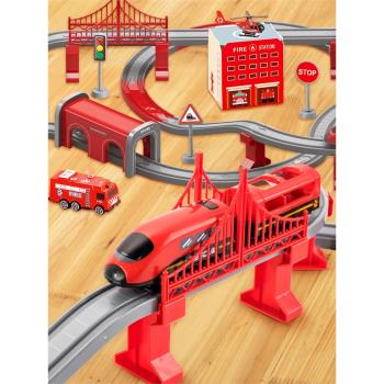 電動小火車玩具軌道車汽車男孩高鐵火車玩具動車圣誕節禮物套裝