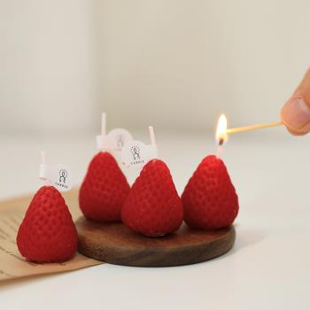 草莓蛋糕裝飾派對甜品臺生日蠟燭