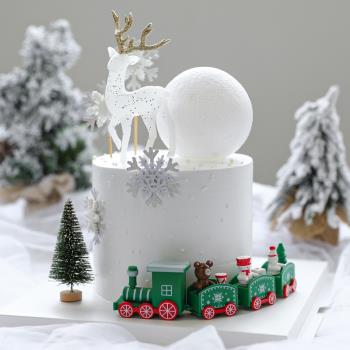 圣誕節蛋糕裝飾插件金色小鹿水晶麋鹿梅花鹿草圈雪人雪花烘焙擺件