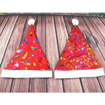 圣誕節裝扮裝飾雪花星星羽毛圖案圣誕帽大人小孩通用圣誕帽子頭飾