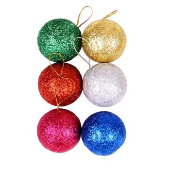 圣誕節裝飾品吊件掛飾圣誕球4cm5cm撒金粉彩球泡沫工藝彩球 6個裝