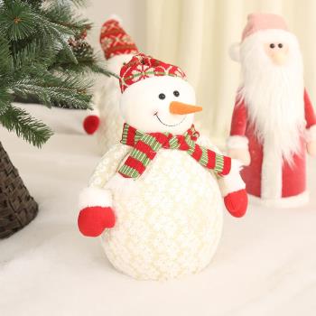 圣誕節裝飾品玩偶老人櫥窗擺件雪人公仔場景搭配搭建道具布藝玩具