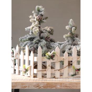 圣誕樹圍欄裙籬笆木質柵欄圍擋樹底裝飾美陳造景陳列圣誕節裝飾品