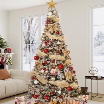 圣誕節大型植絨圣誕樹加密落雪白色1.5m/1.8/3/4米酒店廣場布置