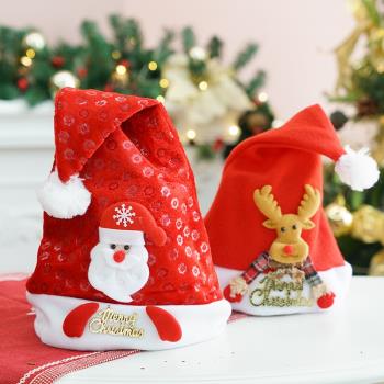 圣誕節裝飾圣誕帽兒童成人圣誕老人圣誕鹿角頭飾帽商場學校小禮物