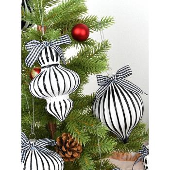 圣誕節裝飾黑白紅手工玻璃異形葫蘆吊飾掛飾圣誕樹裝飾配件掛件
