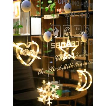 圣誕節裝飾燈店鋪櫥窗飾品陽臺窗戶吸盤LED掛燈圣誕燈飾場景布置