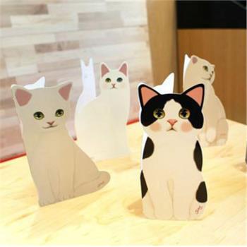 創意可愛貓咪貓星人3D立體賀卡圣誕節新年賀卡祝福節日卡片帶信封