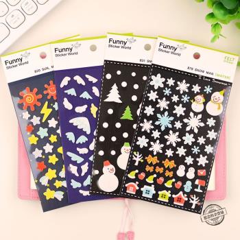 韓國funny貼紙雪花雪人星星翅膀手帳賬素材圣誕節小可愛裝飾貼畫