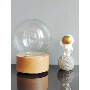 永生花diy展示擺件透明玻璃實木音樂盒干花微景觀母親節裝飾禮物