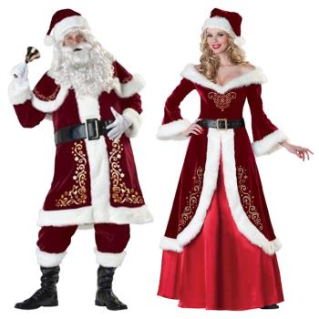 圣誕服圣誕節成人服裝cosplay加大碼白胡子爺爺圣誕老人套裝男女