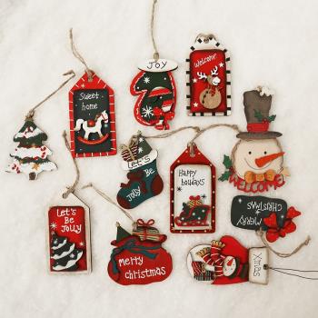 相思圣誕節裝飾品圣誕樹木質掛件彩繪diy字母場景裝飾品吊飾配件