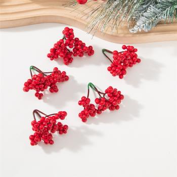 圣誕節裝飾用品 紅果金果插枝 圣誕樹掛件配件精品套餐3個