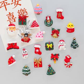 創意新年圣誕節新年冰箱貼卡通可愛圣誕老人禮物立體磁性貼飾一套