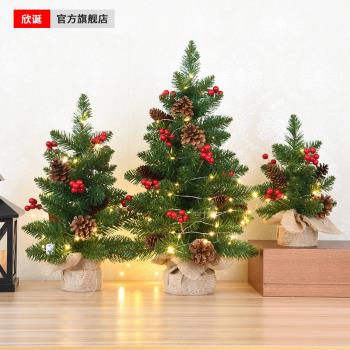 圣誕節家用桌面迷你小型圣誕樹植絨樹裝飾公司新年擺件氛圍布置