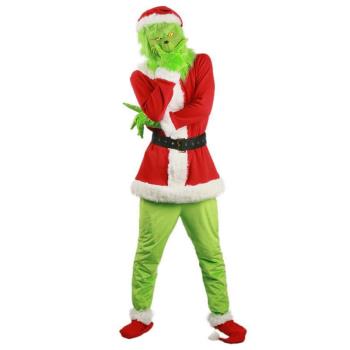 兒童成人圣誕節萬圣節服裝綠毛怪格林奇衣服cosplay圣誕老人套裝