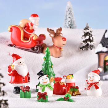 特價微景觀小飾品新款圣誕節老人雪人雪橇圣誕樹擺件可愛麋鹿鹿車
