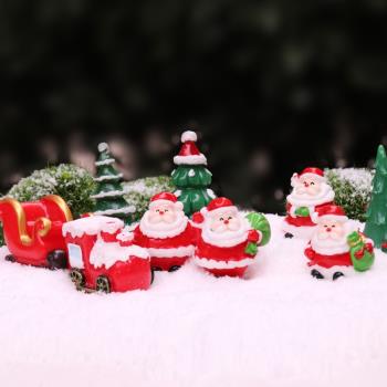創意圣誕節造景迷你雪橇圣誕老人手工diy裝飾品蛋糕微景觀小擺件
