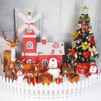 圣誕節裝飾品商場酒店場景布置雪房子圣誕屋雪屋圣誕樹下裝飾品