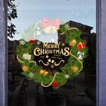 2024圣誕節靜電貼紙窗花店鋪商場櫥窗玻璃裝飾布置用品門貼畫窗貼