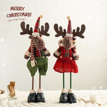 圣誕節裝飾圣誕麋鹿玩偶公仔全家福擺件圣誕節店鋪裝飾品場景布置