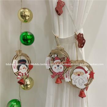 圣誕節裝飾用品木環紅鈴鐺吊飾櫥窗場景裝扮布置店鋪門掛小掛飾