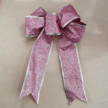 圣誕蝴蝶結金銀紅藍粉色25cm大領結樹裝飾品配件掛件圣誕節蝴蝶結