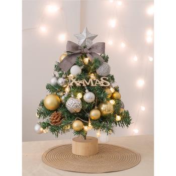 迷你小型圣誕樹擺件高級感家用桌面套餐樹帶燈發光圣誕節裝飾用品