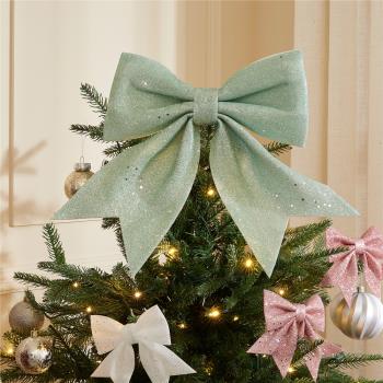 閃亮金粉大號蝴蝶結圣誕節裝飾品圣誕樹裝飾掛件商場櫥窗場景布置