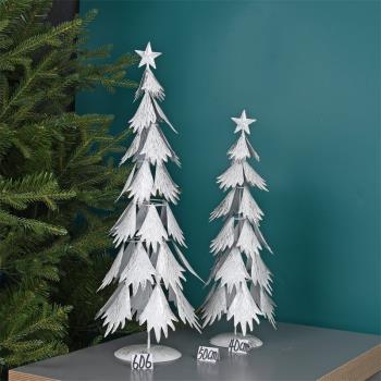圣誕節裝飾用品閃粉創意鐵藝樹擺件商場櫥窗場景布置亞克力樹擺飾